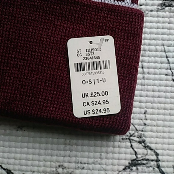 NWT VS Pink Pom Pom Maroon Beanie - Picture 3 of 5